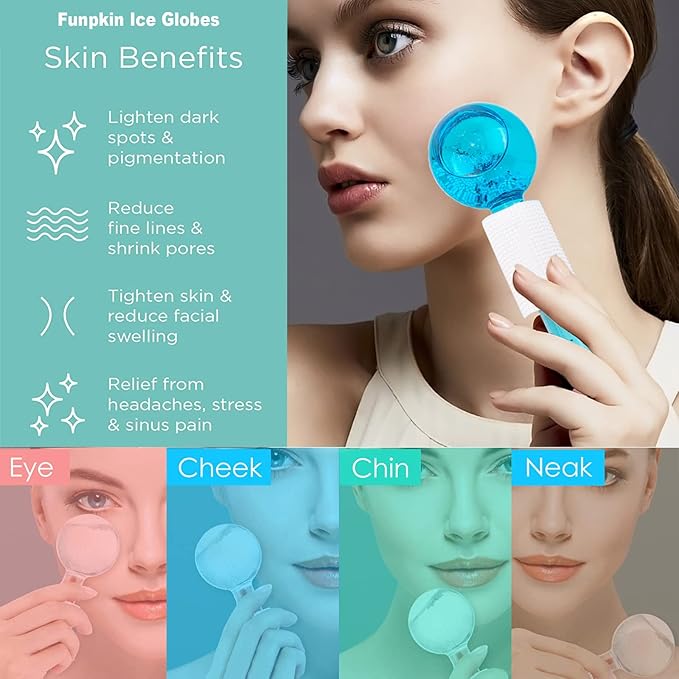 Facial Ice Globes, Two Cooling Globes, Face Massager, Face Tools, Self-Care Products, Anti-Aging, and Reducing Puffy Wrinkles The Prime Store