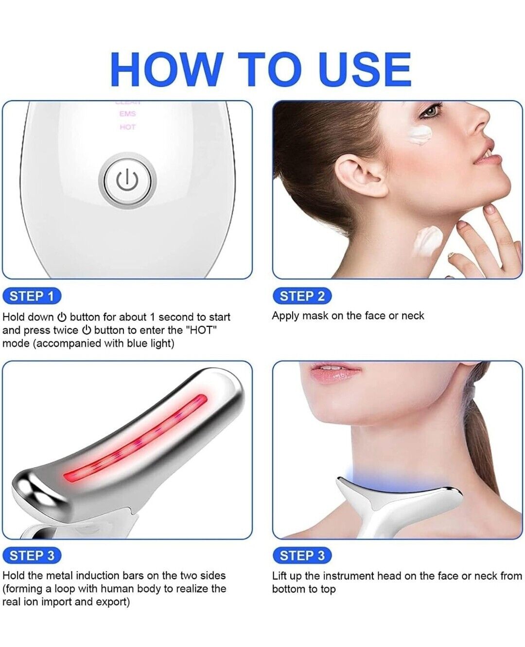 Advanced 3-Mode Facial & Neck Lifting Sonic Massager – Anti-Aging, Wrinkle Reduction, and Skin Rejuvenation Device with Heating & Ultrasonic Vibration The Prime Store